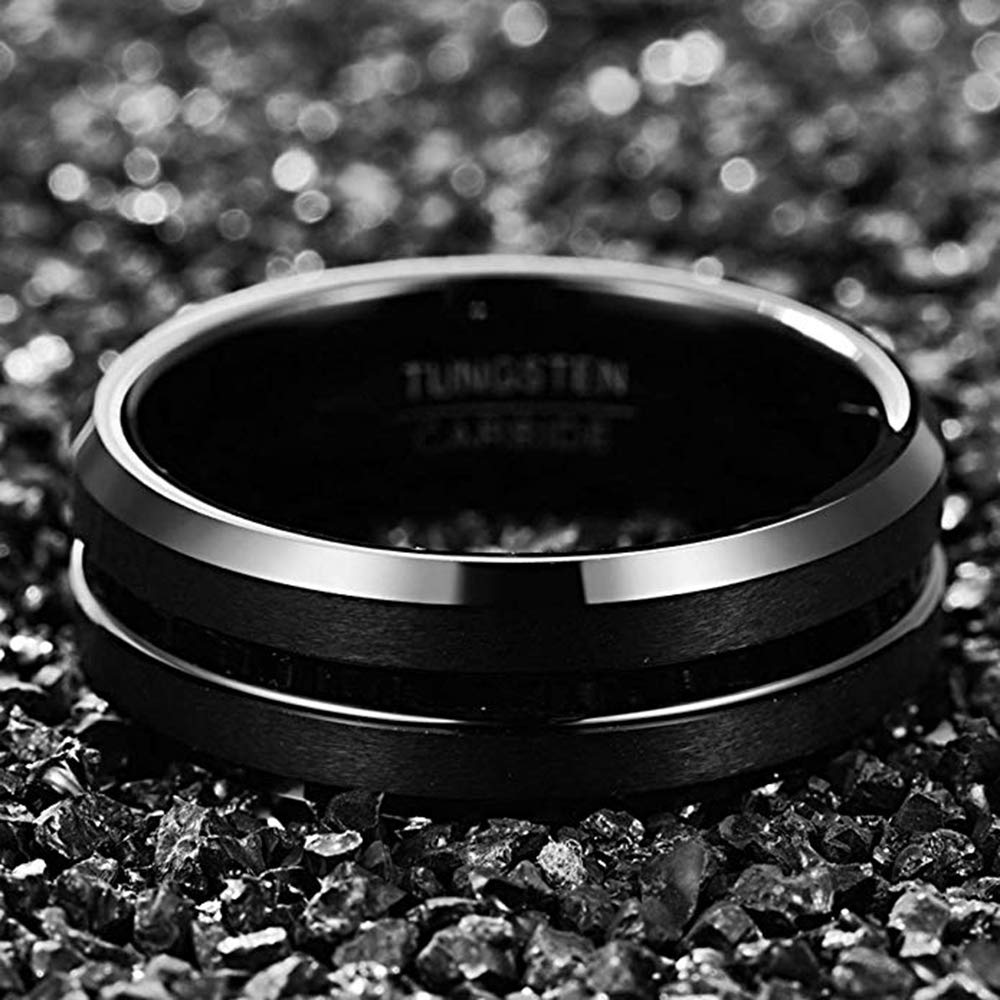 NUNCAD 8mm Ringe Herren Schwarz Wolframcarbid Kratzfest – nuncad ring
