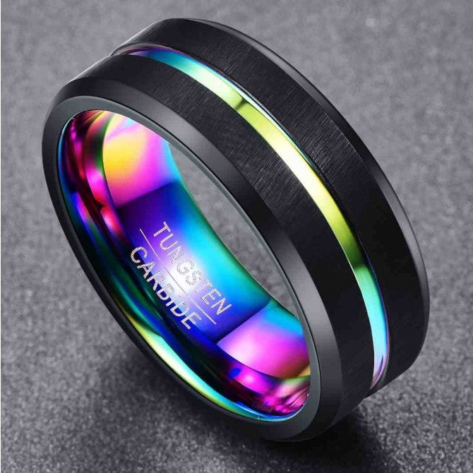 NUNCAD Ring Herren schwarz aus Wolframcarbid Comfort-Fit Multifarbe – nuncad  ring