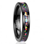 NUNCAD 4mm Ring Damen Schwarz aus Wolfram mit Opal