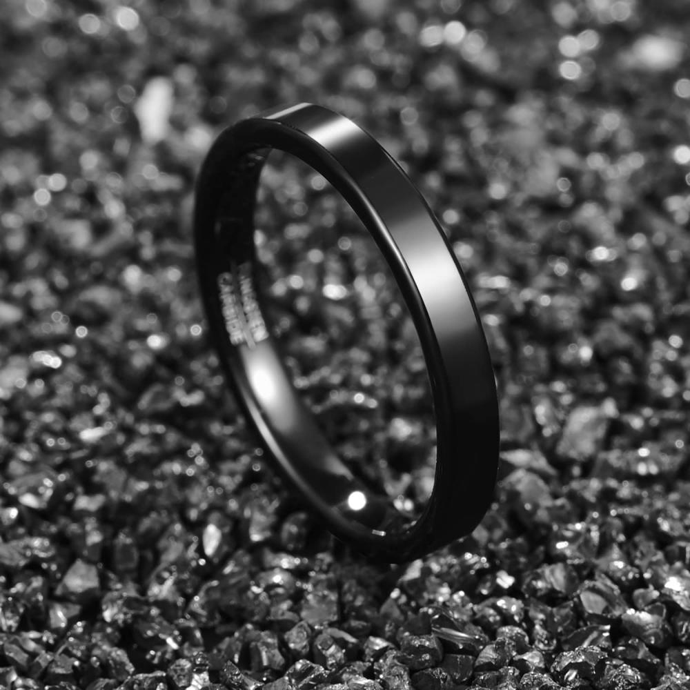 Nuncad 3mm Wolfram Ringe Schwarz Damen Poliertes Finish – nuncad ring