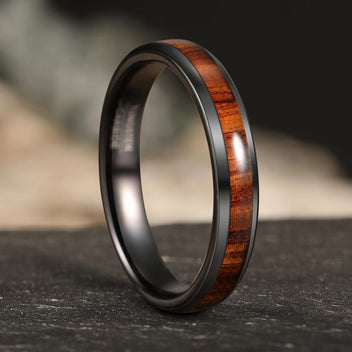 Gioielli Unisex Anello In Carburo Di Tungsteno Uomo/Donna Con Abalone E Legno Koa - 8mm, Per Fidanzamento E Matrimonio Anello Tungsteno Abalone - 4