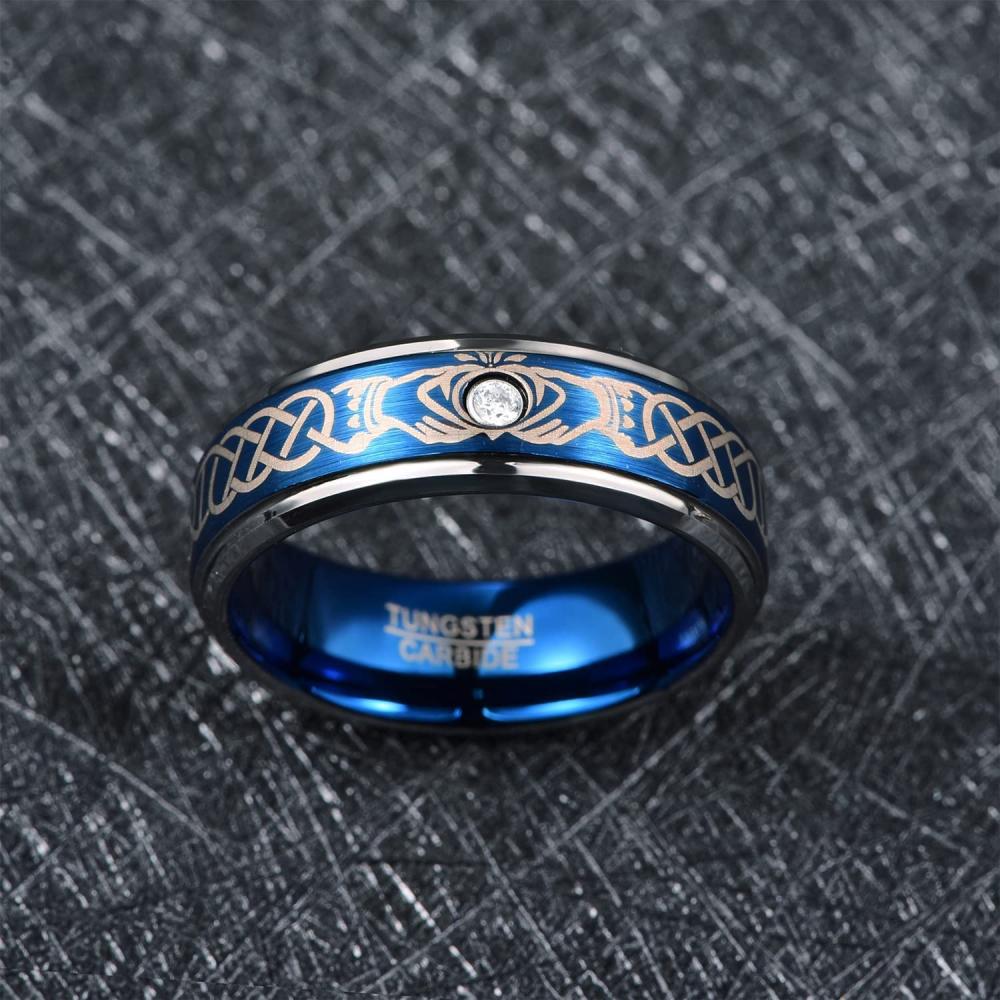 NUNCAD Herrenring Aus Wolfram & Edelstahl – 8 Mm Breit, Mit 3D-Drachenmuster. Größe 54,4–67,2, Schwarz. Robust & Stylisch.