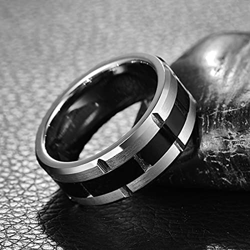 Nuncad 8mm Ringe aus Wolfram Silber Herren mit Rille