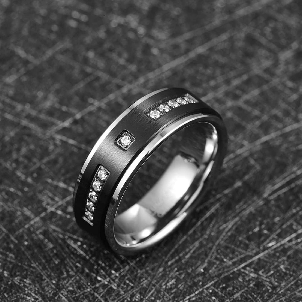 Nuncad 8mm Silber Wolfram Ring mit Brushed Oberfläche