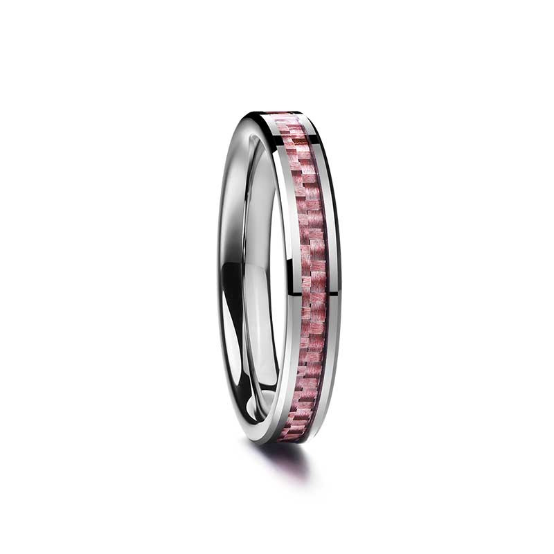 NUNCAD 8mm Ring Damen sliber aus inlay rosa  Wolframcarbid Comfort Fit