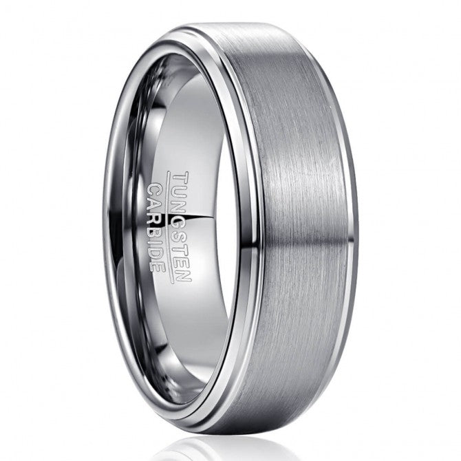 NUNCAD 7mm Ring Herren Silber matt hochpoliert aus Wolfram