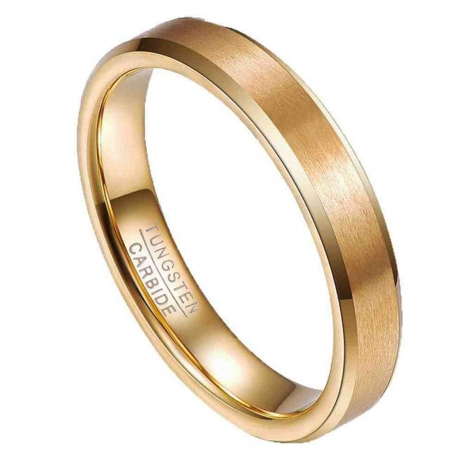 NUNCAD 4mm Ringe Damen Vergoldet aus Wolframcarbid als Verlobungsringe