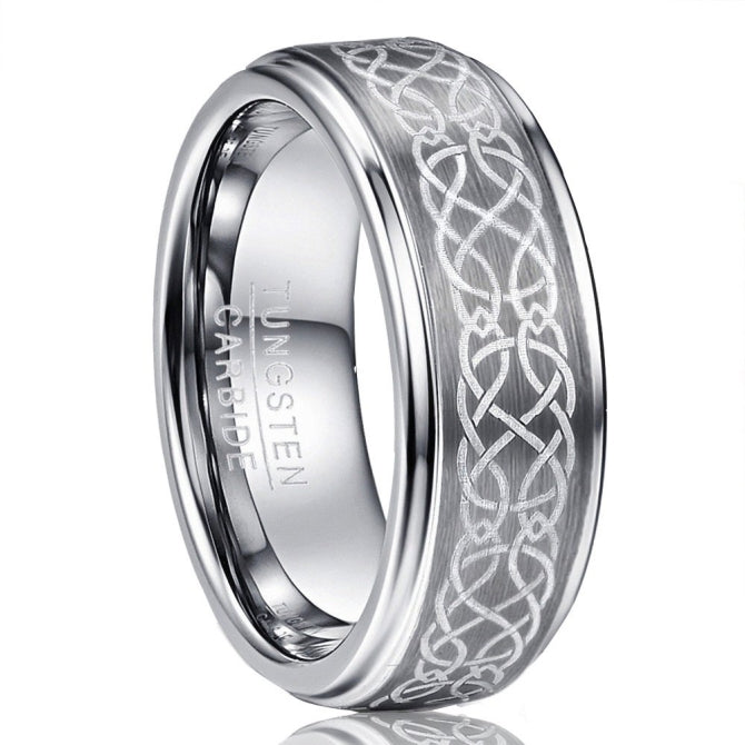 NUNCAD 8mm Ring Herren Silber Keltisch mit keltischen Knoten Design
