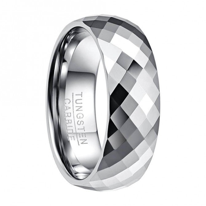 NUNCAD 8mm Ring Herren Silber Kuppelform Design Wolfram Ring für Hochzeit