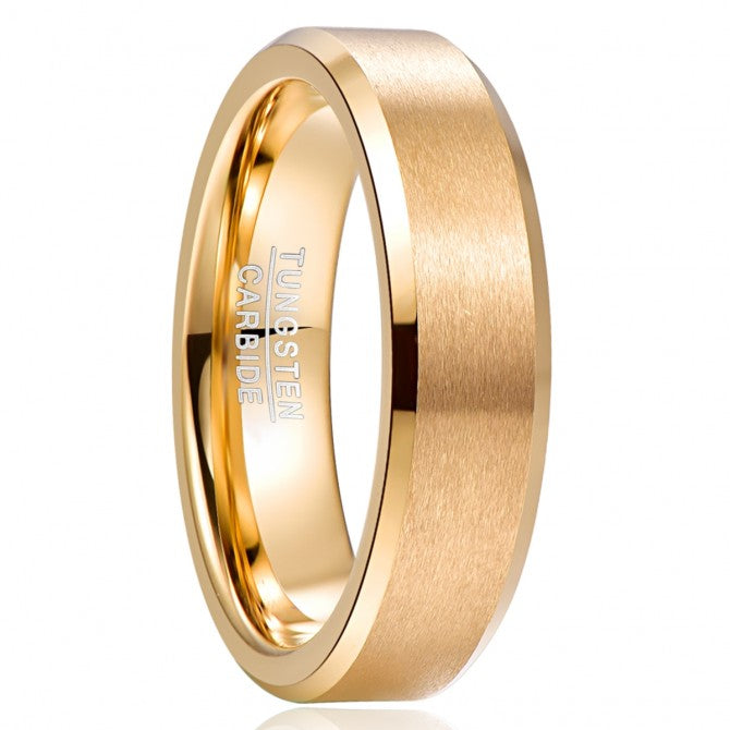 NUNCAD 6mm Ringe Damen Vergoldet aus Wolframcarbid als Verlobungsringe