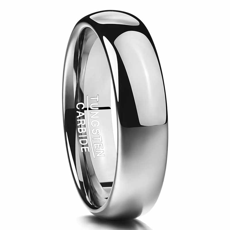 NUNCAD 6mm ring Herren und Damen  Silber Wolfram ring  mit  hochpoliert