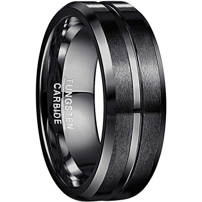 Corato Wolframcarbid Verlobungsring 8mm - Schwarz Mit Roségold Nut