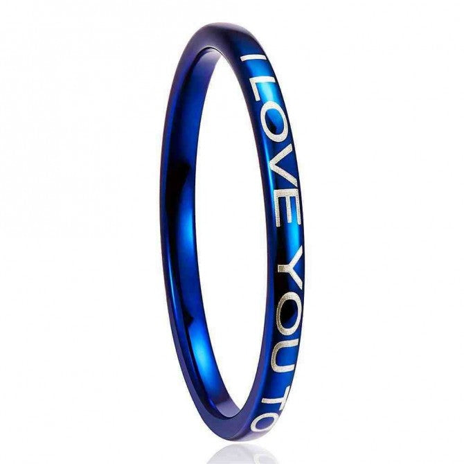 NUNCAD 2mm Ring Damen Blau Wolfram für Hochzeit