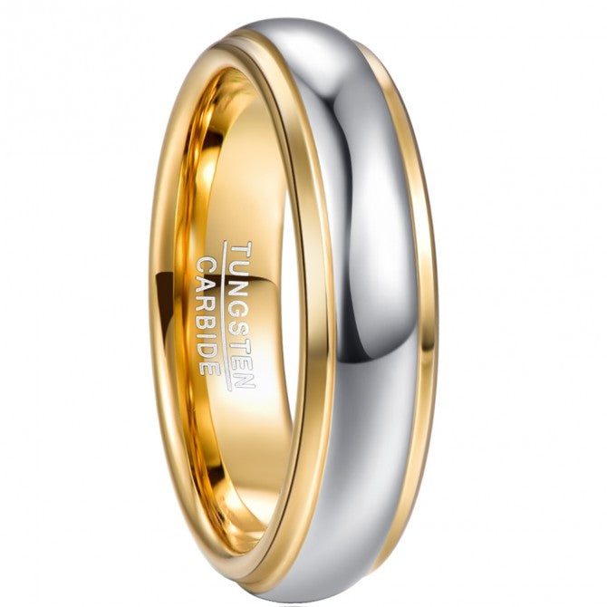 NUNCAD 6mm Ring Damen Silber Gold breit Wolfram für Hochzeit