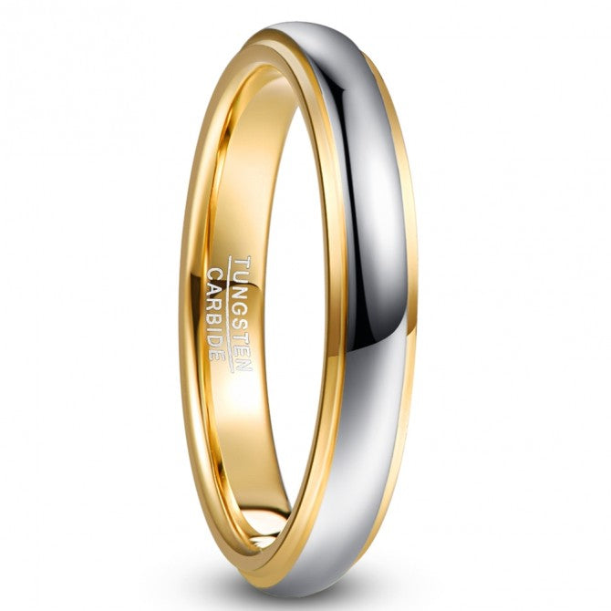 NUNCAD 4mm Ring Damen Silber Gold breit Wolfram für Hochzeit