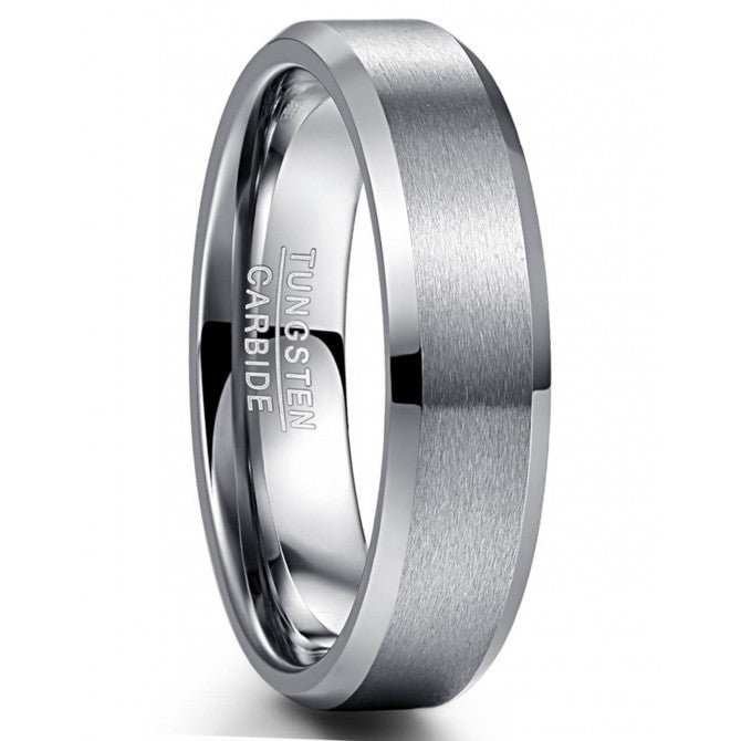 NUNCAD 6mm Ring Herren & Damen Silber aus Wolfram Gebürstet