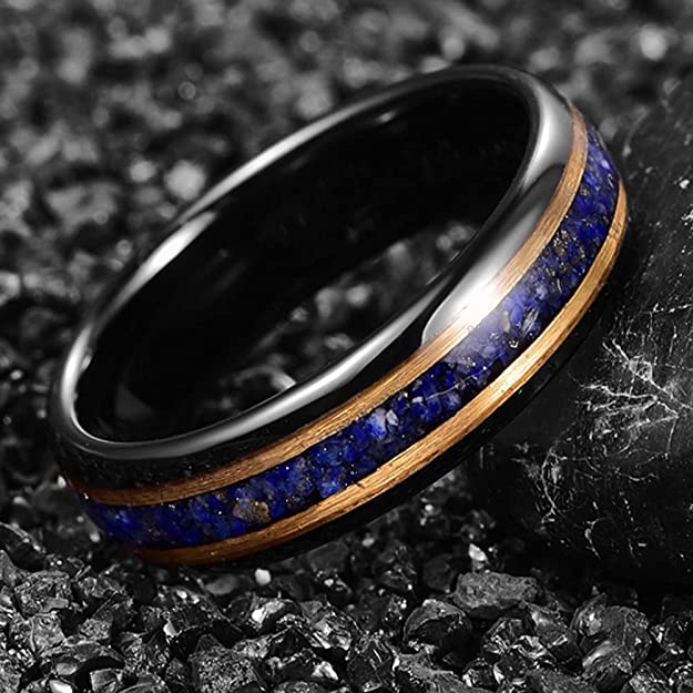NUNCAD 6 mm zweifarbiger Ring mit Lapislazuli, polierter Bogen
