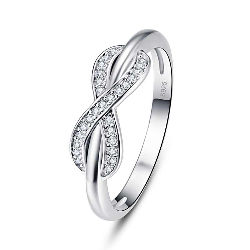 NUNCAD Ring Damen 925 Silber Ring inlay Zirkonia mit Unendlichkeitssymbol