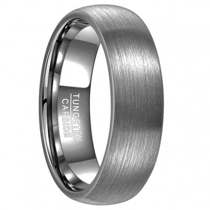 NUNCAD 7mm Ring Herren Silber mit polierter Oberschicht aus Wolfram