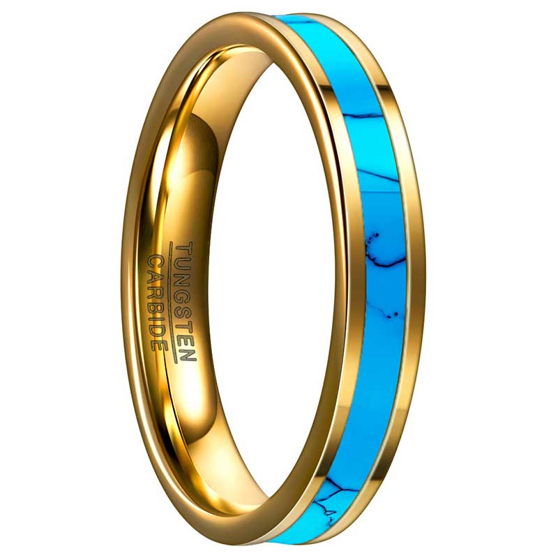NUNCAD 4mm Ring Damen gold Wolfram mit grüner Opal