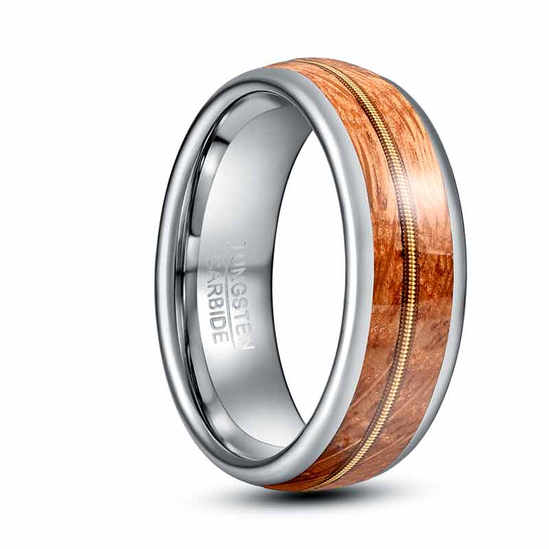 NUNCAD 8mm Ring Herren Silber Wolfram Design inlay  Holz