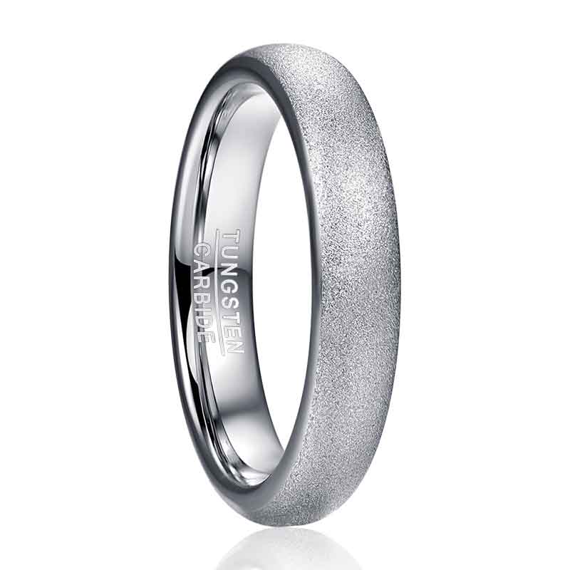 NUNCAD 4mm Ring Herren Silber matt gefrostet aus Wolfram