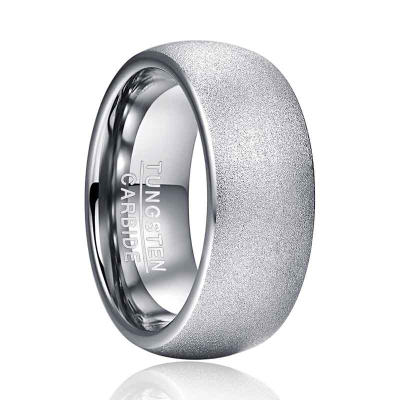 NUNCAD 8mm Ring Herren Silber matt gefrostet aus Wolfram