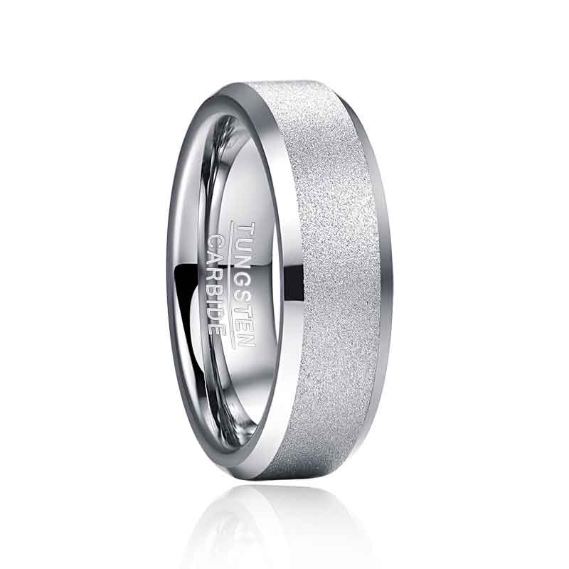 NUNCAD 6mm Ring Damen silber aus gefrostet Wolframcarbid Comfort Fit