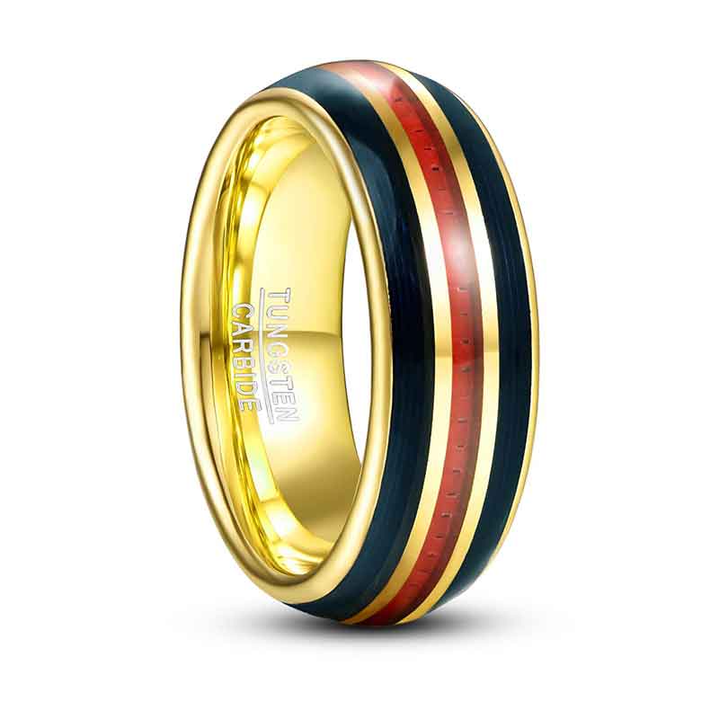 NUNCAD 8mm ring Herren gold Wolfram ring mit  roter Kohlefaser