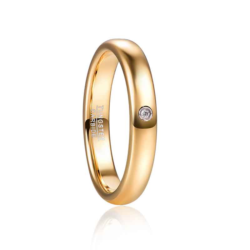 NUNCAD 4mm Ring Damen Gold Wolfram inlay Diamant