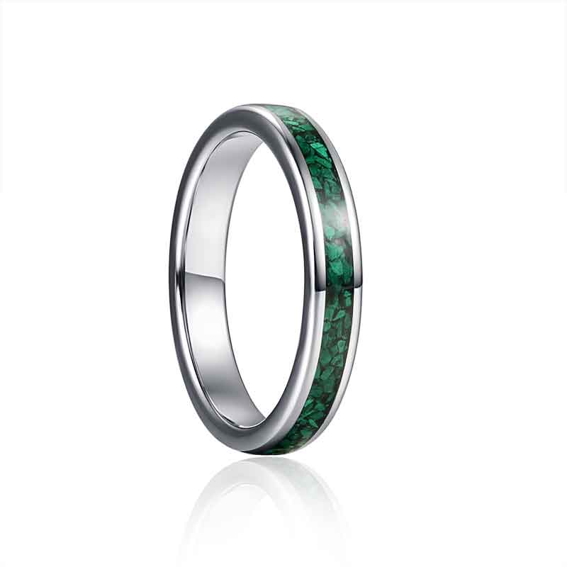 NUNCAD 4mm Ring Damen Silber Mehrfarbig mit grün Opal Wolfram