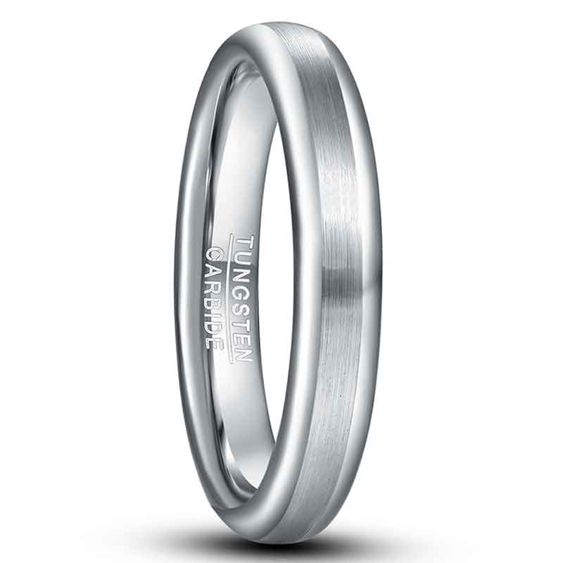 NUNCAD 4mm Ring Damen silber breit Wolfram für Hochzeit