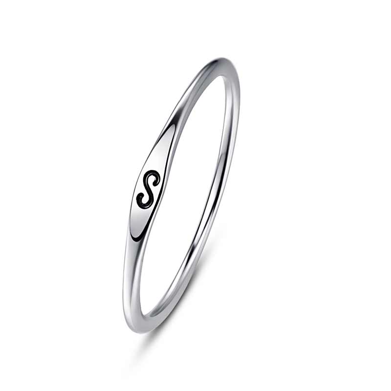 NUNCAD 1mm Ring Damen 925 Silber Ring mit s Muster