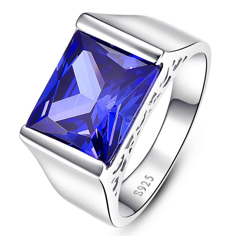 NUNCAD Ring Damen 925 Silber inlay blau Tansanit-Edelstein Comfort Fit
