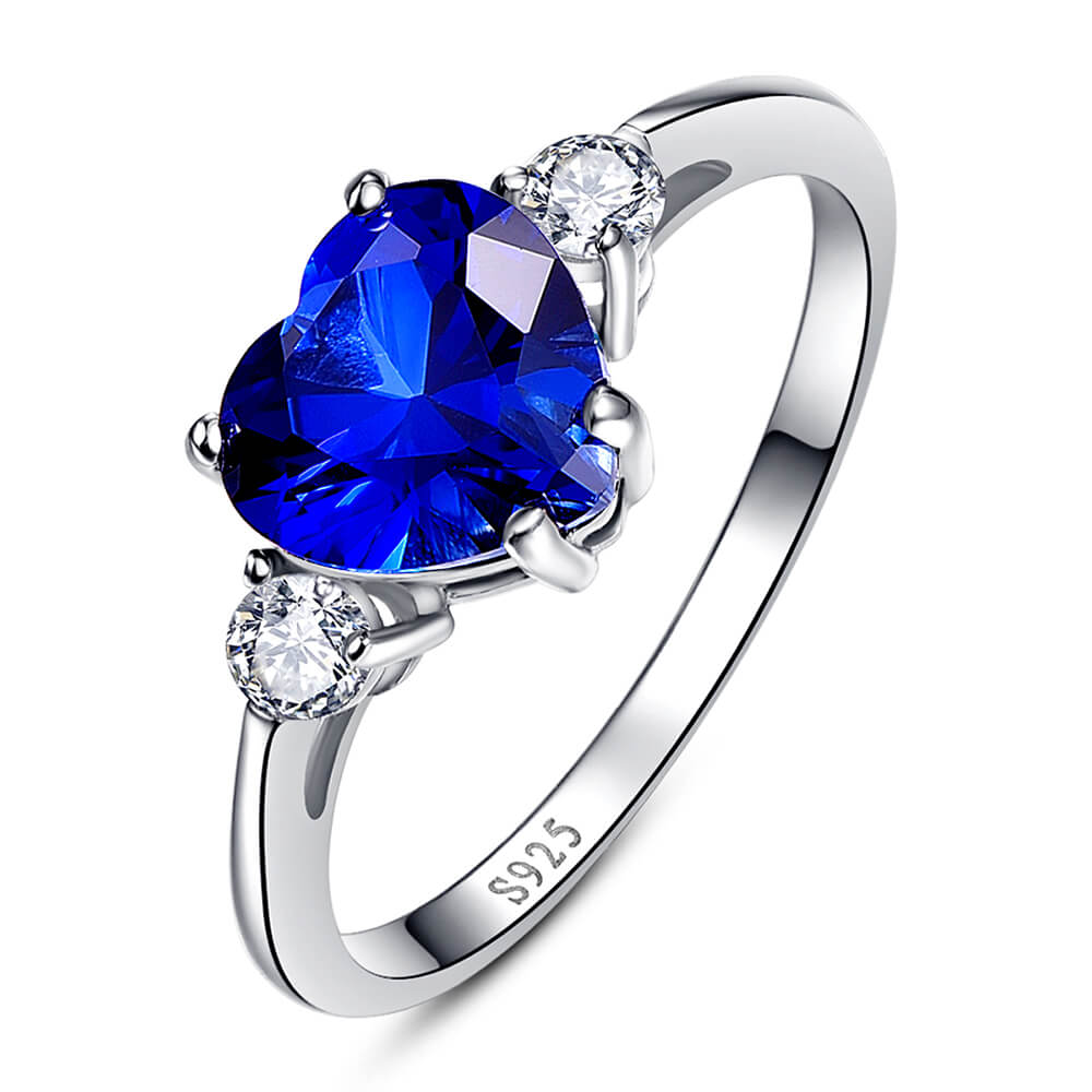 NUNCAD Ring Damen 925 Silber inlay herzförmiger blauer Edelstein
